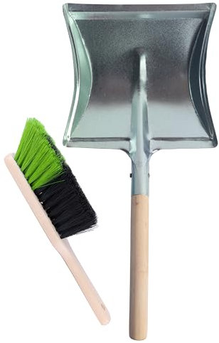 Garronda Kehrschaufel Set Kehrgarnitur aus Metall und Synthetik Handfeger mit kurzem Griff Kehrblech Kehrbesen für Haushalt nützliches Set Handfeger und Schaufel GD-0010 (Schwarz/Grün)