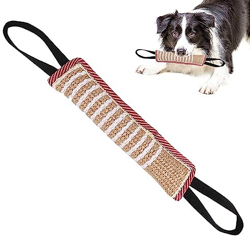 Capgoost Beisswurst für Hunde, Jute Beisswurst mit 2 Griff, Tauziehen Zerrspiele Hund, Robustes Jute Hundespielzeug, Hundesport Training Spielzeug, Welpentraining Spiel Hundebiss Schlepper Spielzeug