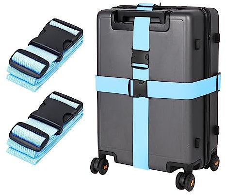 Blau Koffergurt Koffer Band 195cm Gepäckgurt Lang Koffer Gepäckgurte Kofferband Gurt Kofferbänder 2er Set,Verstellbare Koffer Gepäckgurte Luggage Strap für Koffer