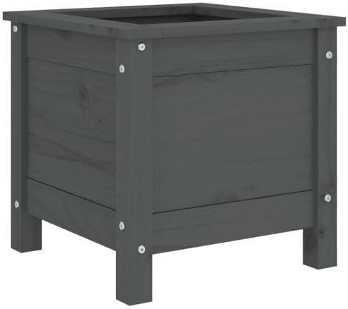 vidaXL Jardinera Madera Maciza de Pino Gris 40x40x39 cm