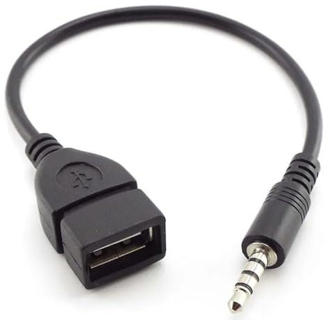 USB To 3.5mm Jack Adapter USB To Male Aux Audio Converter Cable Audio MP3 Car Stereo Cable Mp3 Players Car Aux Port CD Player External U Disk Speaker USB 2.0A Female Jack OTG Cord Converter BLACK