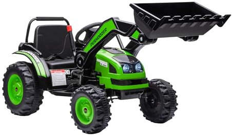 HOMCOM Escavatore Cavalcabile per Bambini a Batteria 6V con Doppio Motore, Velocità 1.5-2.5 km/h, Ruspa Giocattolo per Bambini di 3-5 Anni con Suoni e Luci, 132x62x65 cm, Verde