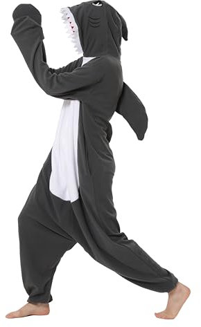LorranTree Hai Onesie Relaxo Kostüm Jumpsuit Erwachsene Pyjama Damen Herren Tier Schlafanzug Weihnachten Karneval Halloween SY-HuiSY XL