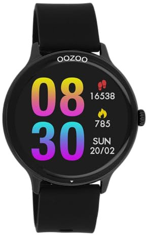Oozoo - Vielseitige Smartwatch Herren mit 20mm Silikonarmband | Fitnesstracker mit Pulsmesser, Schrittzähler & Schlafmonitoring | Smartwatch rund IOS & Android kompatibel | 33mm Touchscreen | IP67