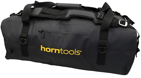horntools Expedition Tasche - 90l - 100% Wasserdicht - Abnehmbare Tragegurte - Tragbar als Duffle Bag oder Rucksack - Reisetasche, Sporttasche, Motorradtasche - Schwarz