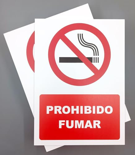 Cartel Prohibido Fumar 18x25 cm Pack 2ud Señal de Seguridad Industrial y Uso de EPI (No fumar)