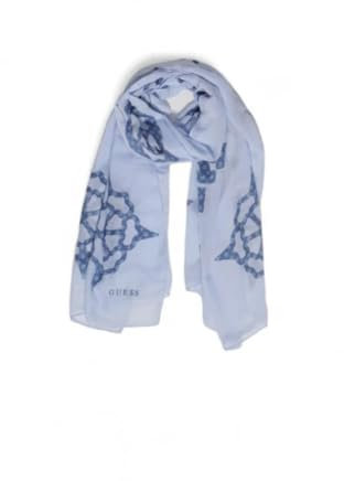 GUESS Peony Sestri Logo Scarf 80X190 Sky Blue Logo