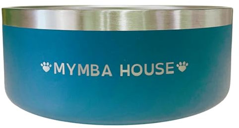 MYMBA Cuenco de Acero Inoxidable para Mascotas - Resistente e Higiénico, Plato de Comida y Agua para Gatos y Perros, Base Antideslizante, Fácil de Limpiar, Agua Fria, Anti-vuelco (Azul)