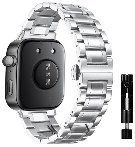 MiKoyi Armband Kompatibel mit Huawei Watch Fit 4 Pro/Fit 4 / Fit 3, Ersatzbänd Edelstahl Metall Armband Uhrenarmband Wasserdicht Verschleißfest Band für Huawei Watch Fit 3, Silber
