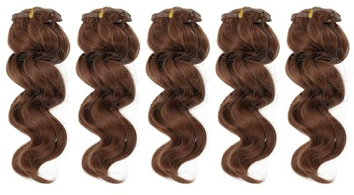 PATIKIL 15CM Puppenperücken, 5 Stück Hochtemperatur-Seide Lockige Perücke Haarverlängerungs-Accessoires für Puppenhaare, DIY-Handarbeit, Hellbraun