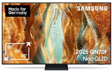 Samsung Neo QLED 4K QN70F 85 Zoll (214 cm) Mini LED Fernseher, NQ4 AI Gen2 Prozessor, Quantum Matrix Technology Slim, Motion Xcelerator 144Hz, AirSlim Design, Samsung Vision AI Smart TV