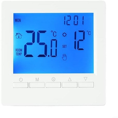 Digital Room Thermostat Programmable LCD Temperature Controller for Underfloor Heating with Child Lock Antifreeze Function Wall Mounted or Freestanding 5+2 Week Programming