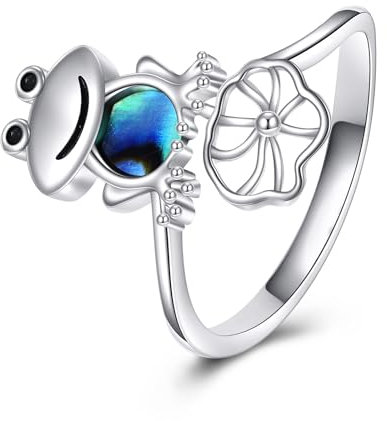 ONEFINITY Frosch Ringe 925 Sterling Silber Einstellbare Niedliche Tiere Ringe Frosch Schmuck für Frauen