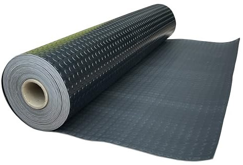 Shield Autocare © Heavy Duty Commerical Grade PVC Vinyl Floor Matting Garage Industrial Coin Penny Pattern Black | Blue | Light Grey | Dark Grey | 1.3m Width | 3mm Thick (Black, 1m x 1.3m)