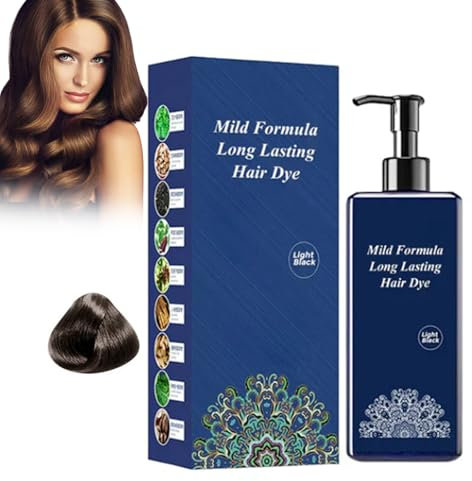 Mild Formula Long Lasting Hair Dye, Long-Lasting Hair Color Dye Cream, Unisex Hair Dye with Natural Plant Extracts (Light Black)
