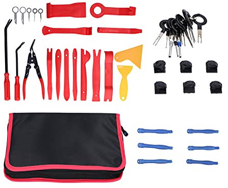 Yomiyuyr Car Tool Kit, Multi functional Car Door Unlock and Trim Removal Tools with Sturdy Pump and Storage Bag for Car Modification and More