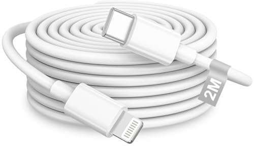 Câble USB C vers Lightning 2M[Certifié Apple MFi], Câble iPhone USB C 2M Long Cable Lightning Chargeur Charge Rapide Cordon Fil Cable USb C iPhone pour Apple iPhone 14 13 12 11 Pro Max/Mini/XS/XR/8/SE