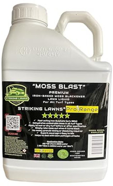 PRO RANGE MOSS BLAST Lawn Moss Killer by Striking Lawns – Fast-Acting Iron Sulphate Liquid | Turns Moss Black in Under 72 Hours | Covers 2500m² | Spray Application