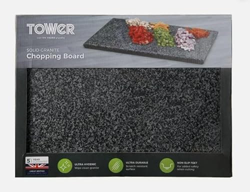 New FT-Store Solid Granite Chopping Board – Dark, Strong and Durable- Adds Some Style to Your Food Preparation Area.-B01