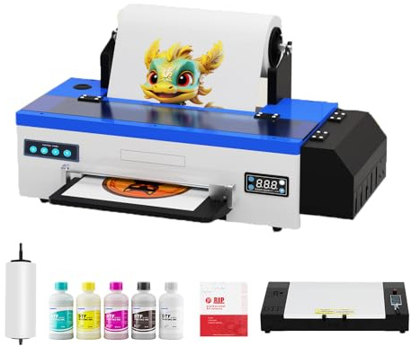 PUNEHOD A3 DTF-Drucker L1800 mit Rollenzuführung, Direkt-zu-Film-Transferdruckmaschine mit weißer Tinte, DIY-Druck für dunkle und helle Kleidung (A3 L1800 Drucker + Ofen)