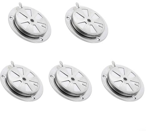 BlissfulAbode 5 Stück Edelstahl Grillzubehör Luftregler Abluftventil Dämpfer Ersatzteile Für BBQ Grill Ofen Prüfkammer Hochtemperaturbox 9,5X9,5X3cm Silber Einstellbare Belüftung