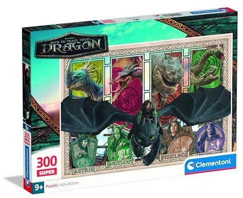 Clementoni 21748 Dragons – Puzzle 300 Teile, Ohnezahn-Motiv aus „How to Train Your Dragon“, Kinderpuzzle ab 7 Jahren