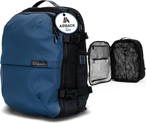 Airback GO Vacuum Backpack - 16-32L, Vacuum Compression Backpack, Cabin Backpack, Lightweight and Expandable Travel Vacuum Bags, Comfortable and Water-Resistant, Blau