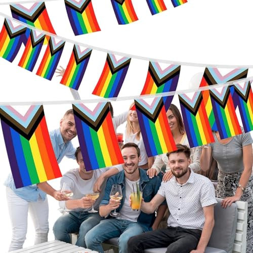 Dgayaeic Regenbogen Banner Stolz | Feiertags Fahne - LGBT Deko Für Pride Partys Feiern Wand Events