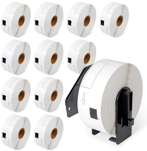 12x Kompatible mit Brother P-Touch QL DK-11201 Etikettenrollen 29mm x 90mm | MarkField DK11201 Einzeletiketten Adressetiketten für Ptouch QL-500 700 800 810 820NWB 1100, Standard Adress-Etiketten
