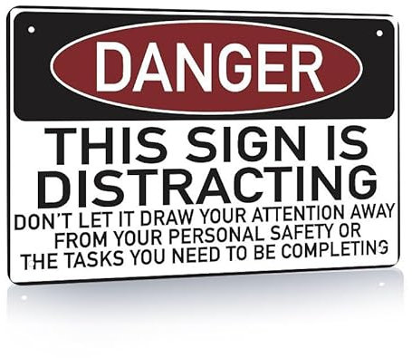 Achtung: Dieses Schild lenkt ab, 20,3 x 30,5 cm, lustiges Blechschild, ideal für Sie selbst, Achtung: Hinweisschilder, Retro-Vintage-Metallschilder, Dekoration, Ladendekoration, Bürodekoration, Hei