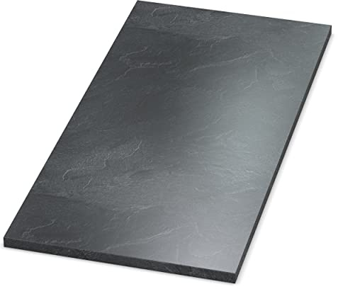 AUPROTEC Tischplatte 28mm Schiefer 90x40 cm I Spanplatte mit 1mm ABS Kante & PU-Verleimung I melaminharzbeschichtet I elegant & wasserabweisend