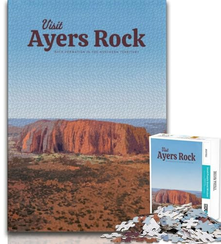Besuchen Sie Ayers Rock, Puzzle mit 1000 Teilen für Erwachsene, Lernspielzeug, Familienspiele mit passendem Poster und Quizblatt, 38x26cm