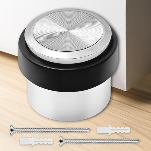 Yonality Tope de puerta para Suelo para atornillar, Retenedor de Puerta con Anillos de Goma, Tope de puerta de metal pesado, Tope de Puerta Adhesivo Proteger la superficie de la pared