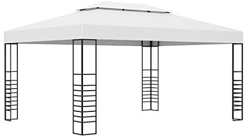 Tonnelle de jardin en acier revêtu par pulvérisation, 4 x 3 x 2,7 m, blanche, pergola imperméable pour jardin, terrasse et événements en plein air, double ventilation