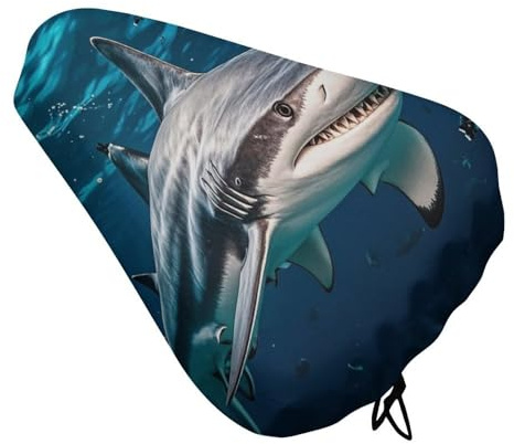 Hammerhead Shark Scans The Ocean Bike Seat Cushion Waterproof Bicycle Seat Cover with Drawstring Comfort Dustproof Rain Proof Protection Bike Seat for Outdoor Most Bicycles Mountain Road Bikes