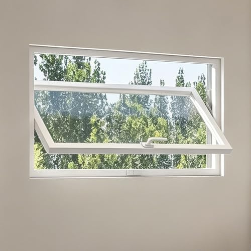 CUXAHO 360° Drehbares Rechteckiges Fenster, Aluminiumlegierung Rahmen mit 5mm Gehärtetem Glas,Kellerfenster & Badezimmerfenster, Schuppen(Wit,40x80cm)