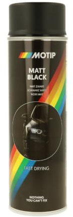 MOTIP Vernice AUTO Spray, Smalto Acrilico, Resistente ai UV, Asciugatura Rapida, per Metallo Legno Vetro e Plastica, Nero Opaco (Matt Black)