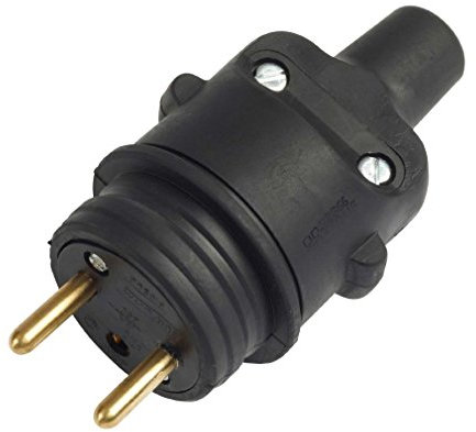 fiche male 16a 2p+t en caoutchouc