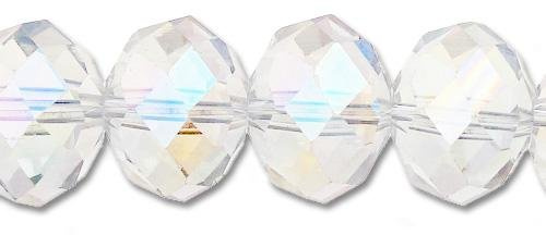 Clear AB Czech Crystal Faceted Rondelle Beads 8mm x 10mm Strand of 65+ Pieces