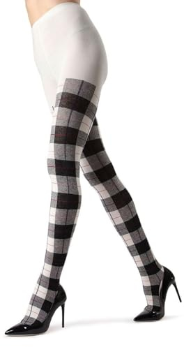 MeMoi Scottish Plaid Tartan Sweater Tights, Warm Opaque Winter Tights