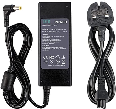 DTK 19V 4.74A 90W Laptop Charger for Acer Notebook Computer PC Power Cord Supply Lead AC Adapter Aspire Nitro Spin TravelMate series Connector: 5.5 x 1.7mm (75W Compatible)