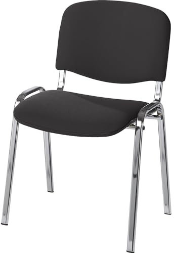 Certeo | Besucherstuhl | stapelbar | Polster Anthrazit | Gestell Chrom