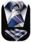 HISDERN Krawatten Herren Karierte Krawatte mit Einstecktuch Formelle Klassische Hochzeit Herrenkrawatte und Taschentuch Set für Männer Blau und Weiß
