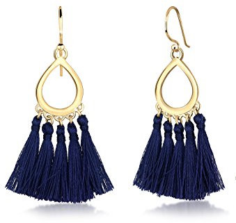 Elli Ohrringe Damen Hänger Tassel Quaste Tropfen Festival in 925 Sterling Silber Vergoldet