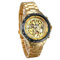 JewelryWe Herren Automatik Armbanduhr Gold Edelstahl Armband Skelett Uhr Automatikuhr