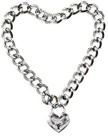 Bontand Punk Cool Neck Collar Slave Game Pet Heart-Shape Padlock Metal Choker Necklace for Women