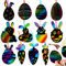 Wishstar Ostern Kratzbild,Kratzpapier Bastelset 36 Stück,Oster Kaninchen Karottenei Scratching Painting,Kann für Osterdekoration,DIY Geschenke für Kinder Verwendet Werden