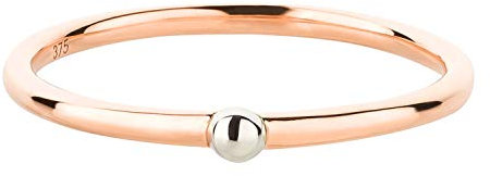 Ardeo Aurum Damenring aus 375 Gold Roségold bicolor Weißgold-Kugel Vorsteckring Stapelring schmal Solitär Gr. 56