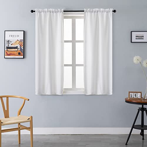 GIRASOLE Coppia Tende Semi Oscuranti Tinta Unita Tenda Leggera per Soggiorno Camera Cameretta Balcone Finestra e Interni 2 Pannelli con Tasca (Bianco, 70x150cm)