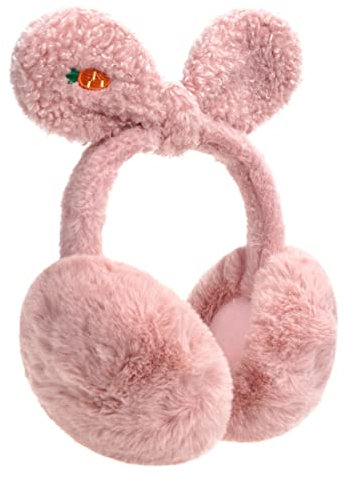 CoolChange Cache-oreilles extra larges et douillettes - Oreilles de lapin - Fourrure synthétique - Couleurs : rose, beige, Rose, taille unique